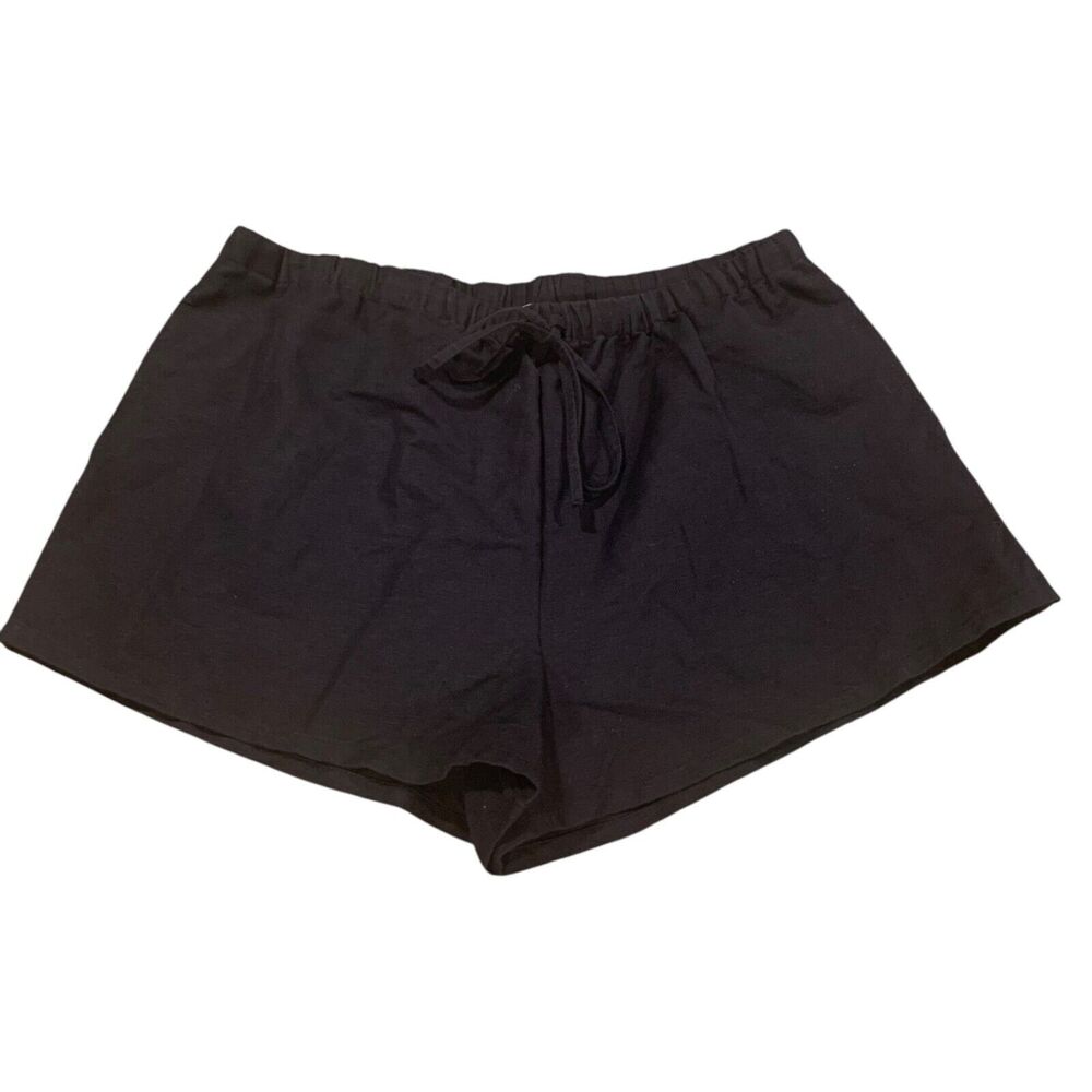 The Drop Womens Black Elastic Waist Pull Up Linen Blend Shorts XL Beach Vacation